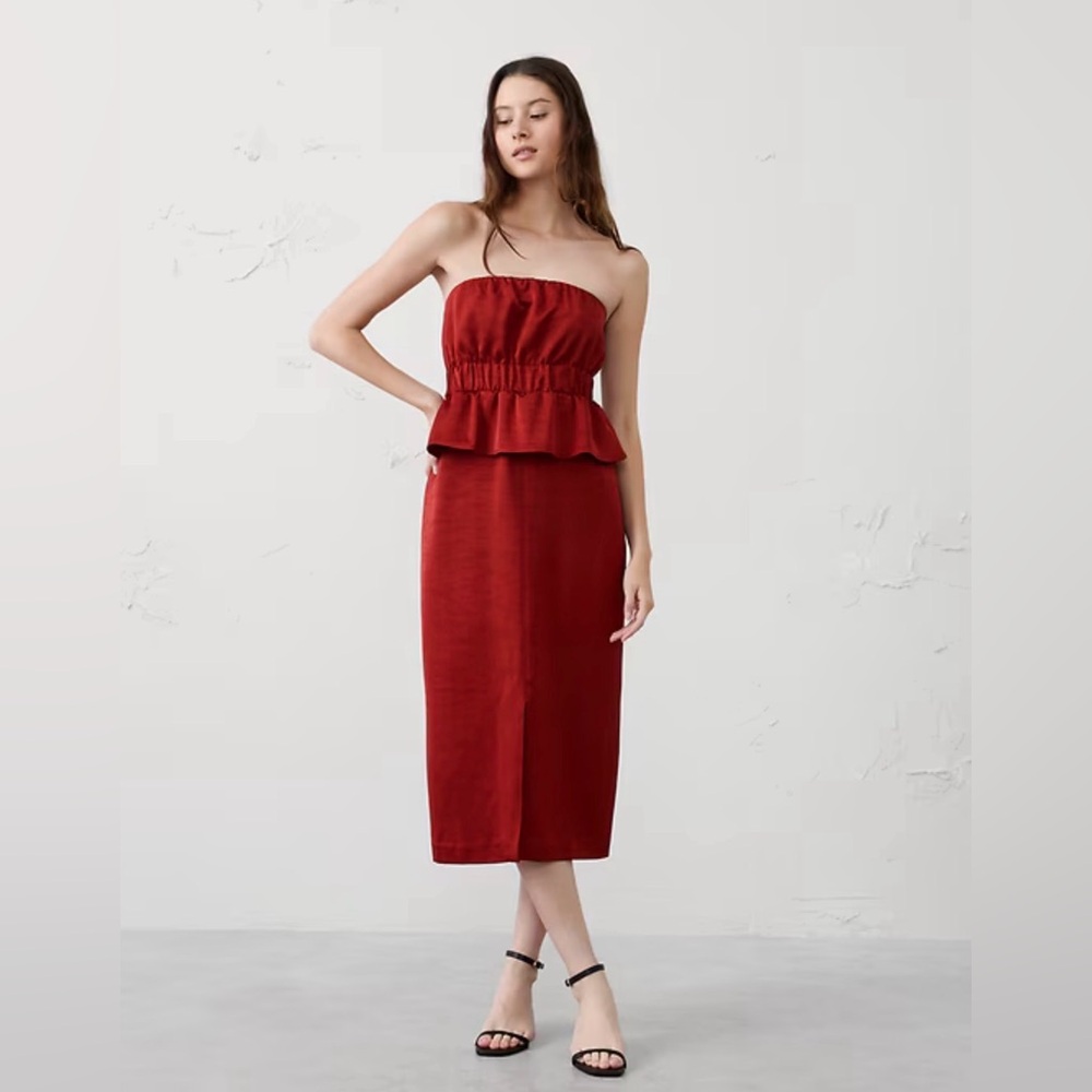 NEW Banana Republic Strapless Peplum Midi Dress, 4